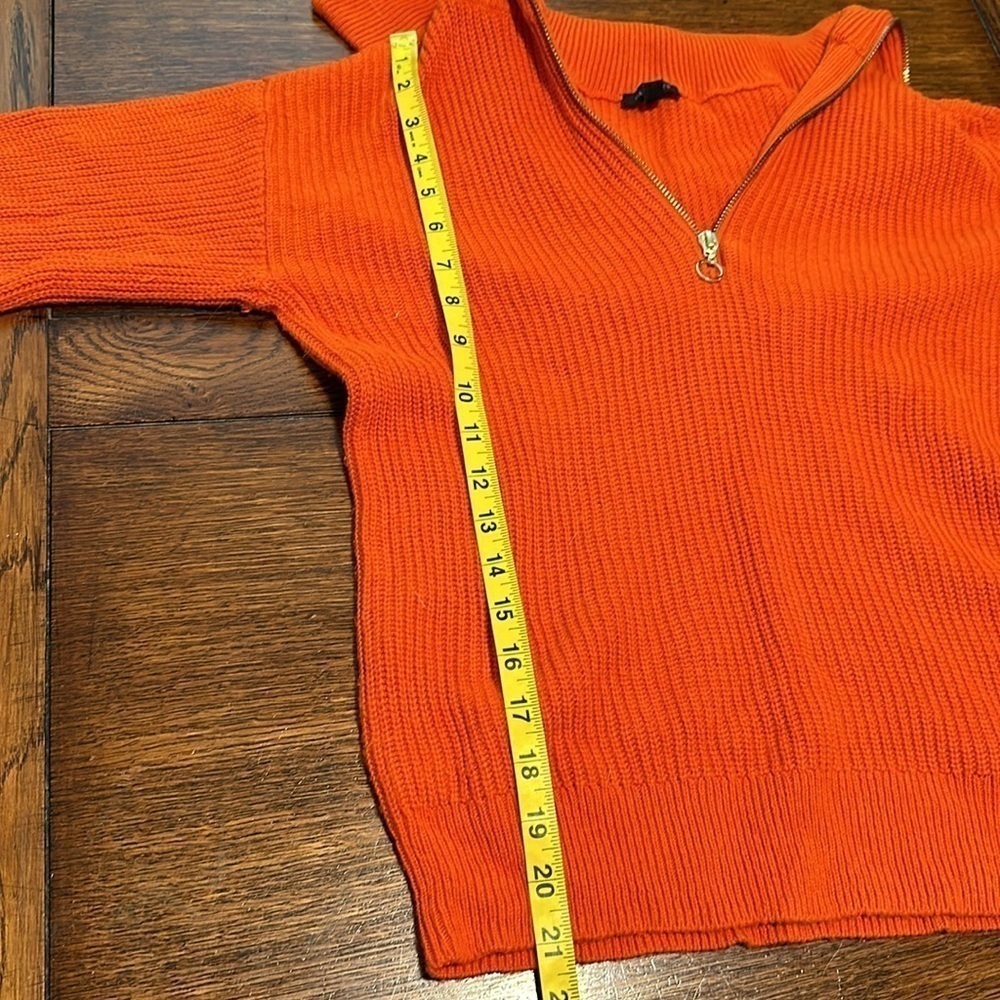 Talbots orange knit zip sweater size S - Picture 7 of 9